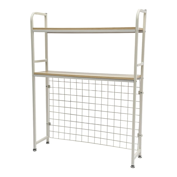 2-Tier H-Shaped Desktop Bookshelf with 4 Hooks for Office Dormitory