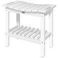 thumbnail image 1 of 2-Tier HDPE Indoor/Outdoor Bench Stool, 265lbs Weight Capacity, Waterproof Shower & Garden Seat with Storage Shelf, White Wood-Like Texture, Easy Assembly, 1 of 7