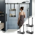 thumbnail image 1 of 2-Tier Hanging Shower Caddy, Over the Door Large Capacity Bathroom Organizer, Rustproof Basket Shelf, No Drill Installation, Back of Door Storage Rack Time-Limited Price Slashes & Steals, 1 of 9