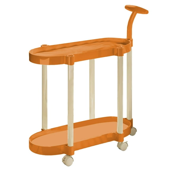 2-Tier Heavy Duty Cart with Wheels and Handles - Large Capacity Open Shelf Organizer for Balcony Living Room Office Storage with Side Rails