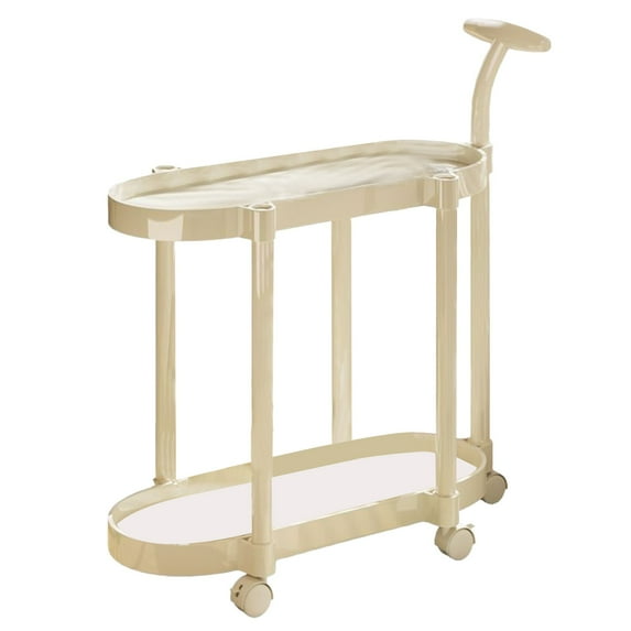 2-Tier Heavy Duty Cart with Wheels and Handles - Large Capacity Open Shelf Organizer for Balcony Living Room Office Storage with Side Rails