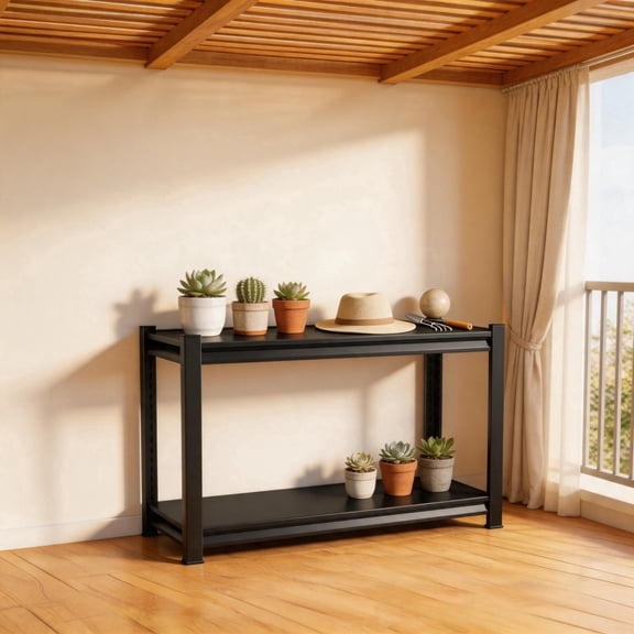 2-Tier Heavy Duty Metal Shelving 16''W, 1000LBS Storage Shelves 16''D, Adjustable Reinforced Shelving Unit, 22''H for Office Printer Stand, Kitchen Plant Shelf, Bedroom Nightstand