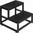 thumbnail image 1 of 2-Tier Heavy-Duty Metal Step Stool, Folding A-Frame Ladder with Wide Base for Adults, Non-Slip Indoor Outdoor Use in Kitchen Bathroom Bedroom, Portable Foot Stool for Seniors, 1 of 7