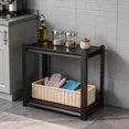 thumbnail image 1 of 2-Tier Heavy Duty Metal Storage Shelf 16"W x 10"D x 22"H Black, 1000LBS Capacity Adjustable Steel Shelving Unit with Double-Layer Panels & Thickened Columns for Home Kitchen Commercial Office, 1 of 8