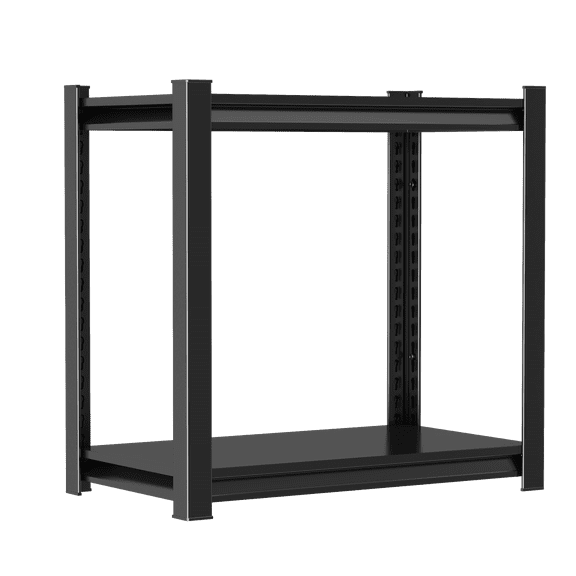 2-Tier Heavy Duty Metal Storage Shelf 16"W x 16"D x 22"H Black, 1000LBS Adjustable Steel Shelving Unit with Double-Layer Panels & Thickened Columns for Home Kitchen Office Commercial Warehouse Use