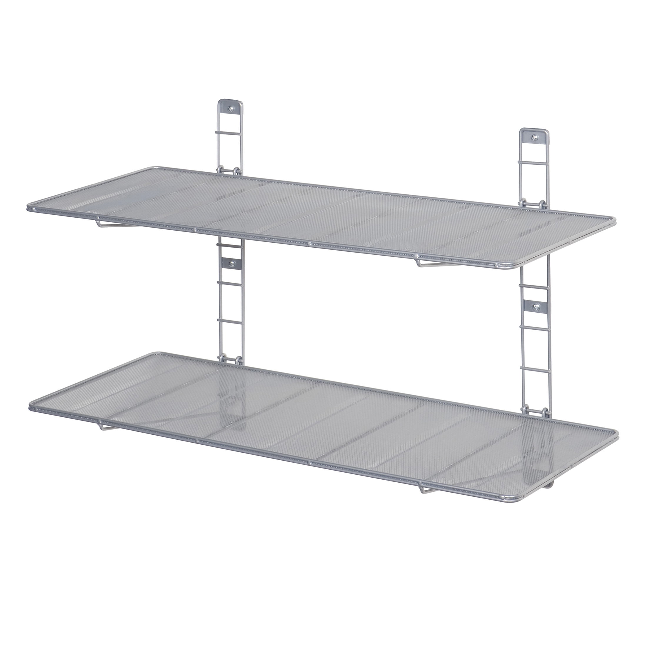 2-Tier Heavy-Duty Wall Mount Floating Steel Wire Mesh Storage Shelves by Seville Classics