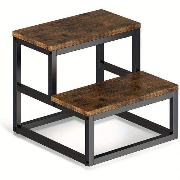 2-Tier Heavy Duty Wooden Step Stool for Adults, Portable 2-Step Ladder, Multifunctional Small Stepping Stool for Bathroom Bedroom Kitchen School, Sturdy & Easy to Carry