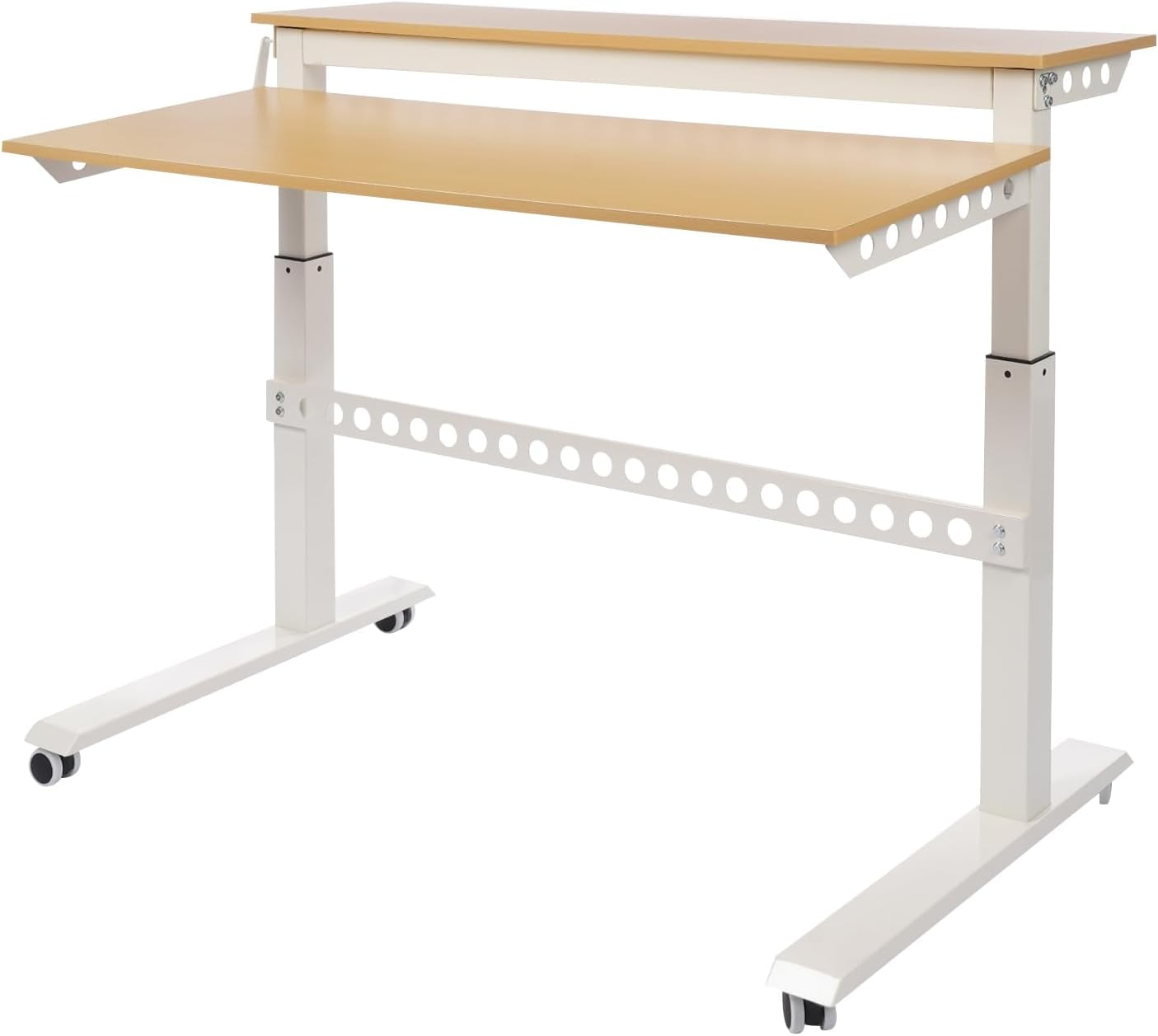 2-Tier Home Office Standing Desk Rolling Standing Desk with Wheels 15 ...