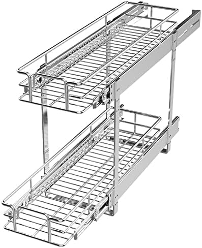 JOWBOOW 2-Tier Pull Out Cabinet Shelf - 9"W X 22"D Slide Out Organizer For Narrow Kitchen Pantry