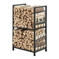 thumbnail image 1 of Indoor Firewood Rack with Tool Set - 1.3 ft 2-Tier  Heavy Duty Log Holder, 400 lbs Capacity, Includes Fireplace Poker, Tongs, Shovel & Brush for Fire Pit or Hearth Storage, 1 of 10