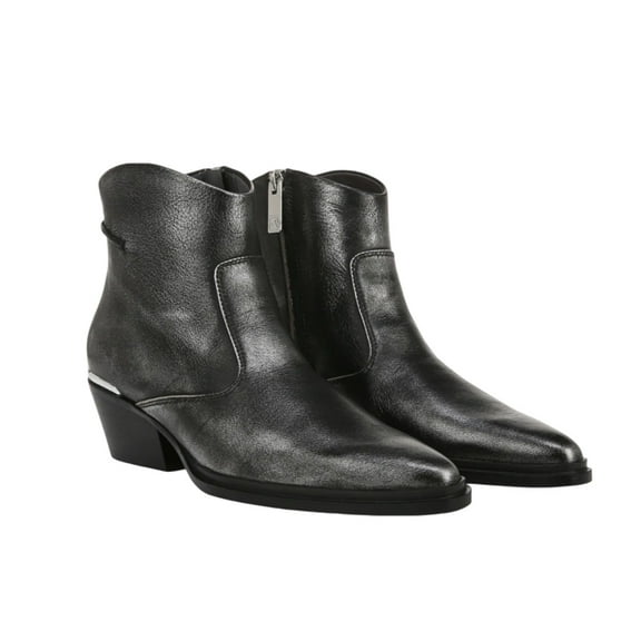 Franco Sarto Women's Black Silver Leather A-Blake Pointed Toe Booties 6.5M