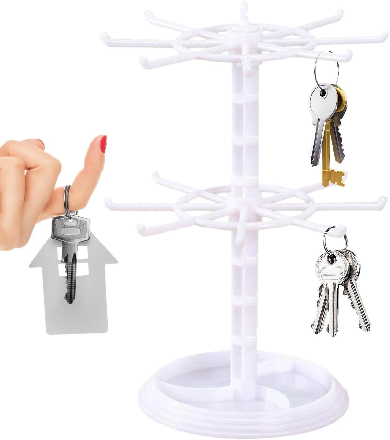2 Tier Keychain Display Stand, 2 Tier Necklance Display Stand, Spinning ...