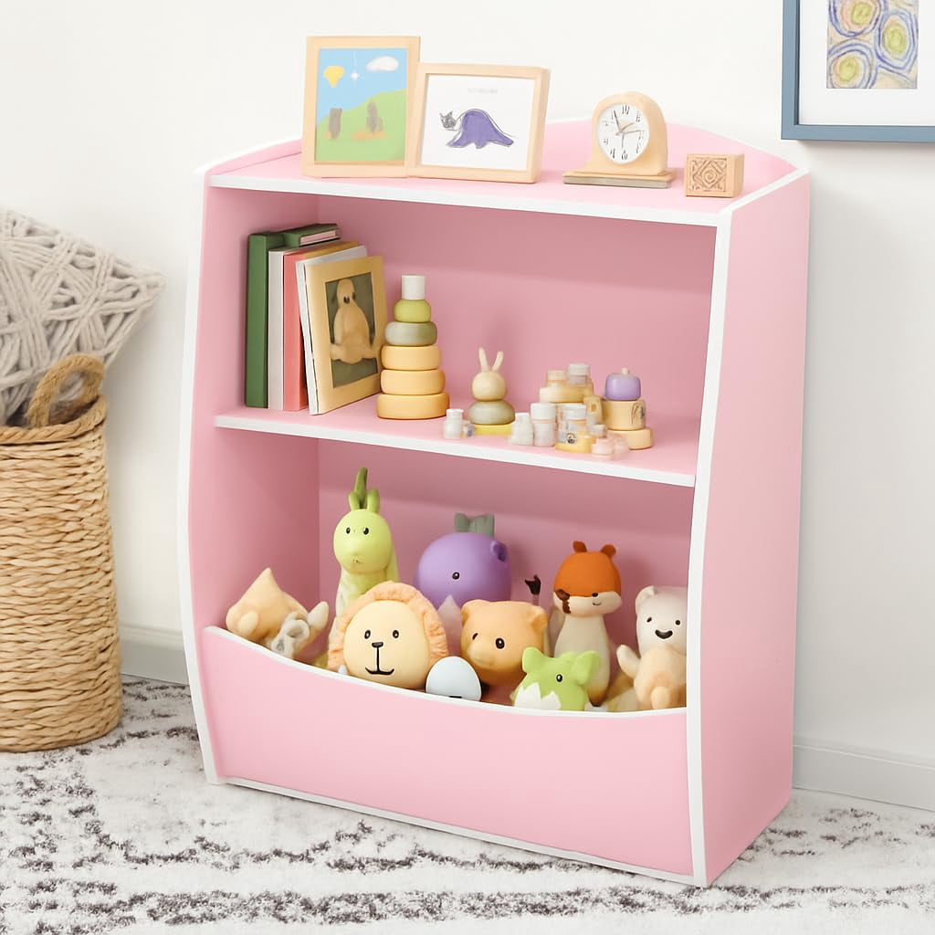 2 Tier Kids Bookshelf and Book Storage, Toddler Bookshelf, Storage ...