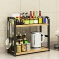 thumbnail image 1 of 2-Tier Kitchen Countertop Organizer - Easy Assembly, Metal Storage Rack Perfect for Spices & Kitchen Storage Counter Shelf (Black 13.78x5.51x16.54in), 1 of 6