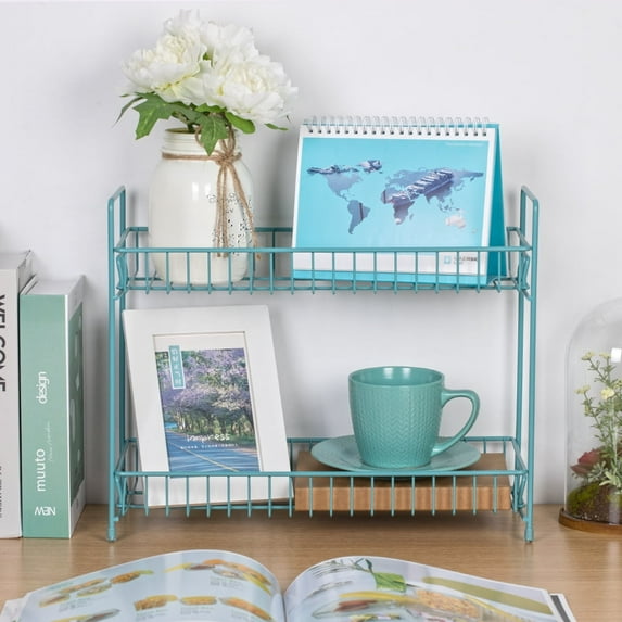 2-Tier Kitchen Spice Rack Organizer – Chrome Metal Spice Jar & Bottle Shelf Holder for Pantry, Cabinet, Countertop