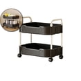 thumbnail image 1 of 2-Tier Kitchen Storage Cart with Armrest & Wheels – Mobile Bathroom & Living Room Organizer for Toiletries, Snacks, Books – Ventilated Shelves, 15.35"x13.78"x8.66", 1 of 6