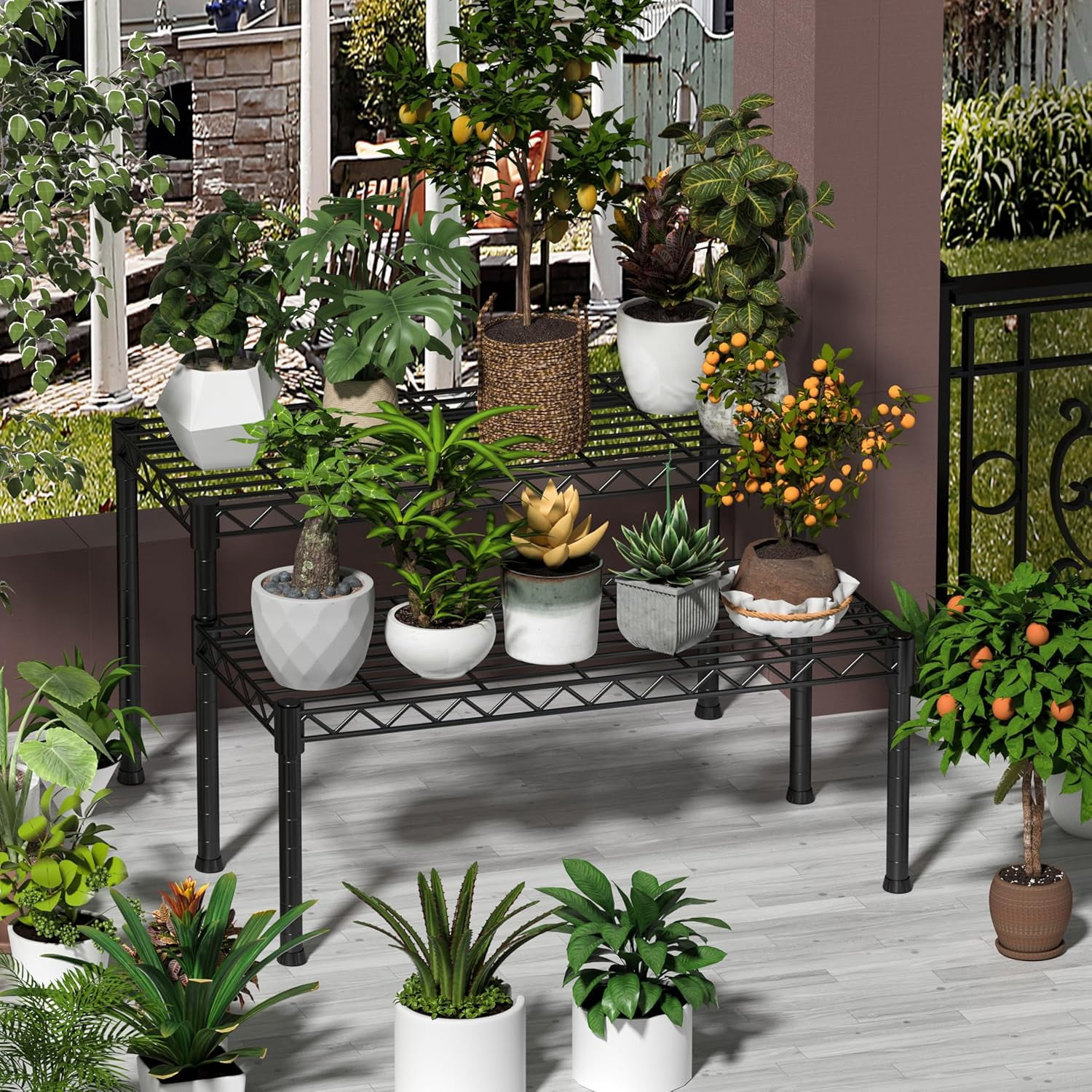 2 Tier Ladder Potted Multiple Plants for Indoor and Outdoor Plant ...