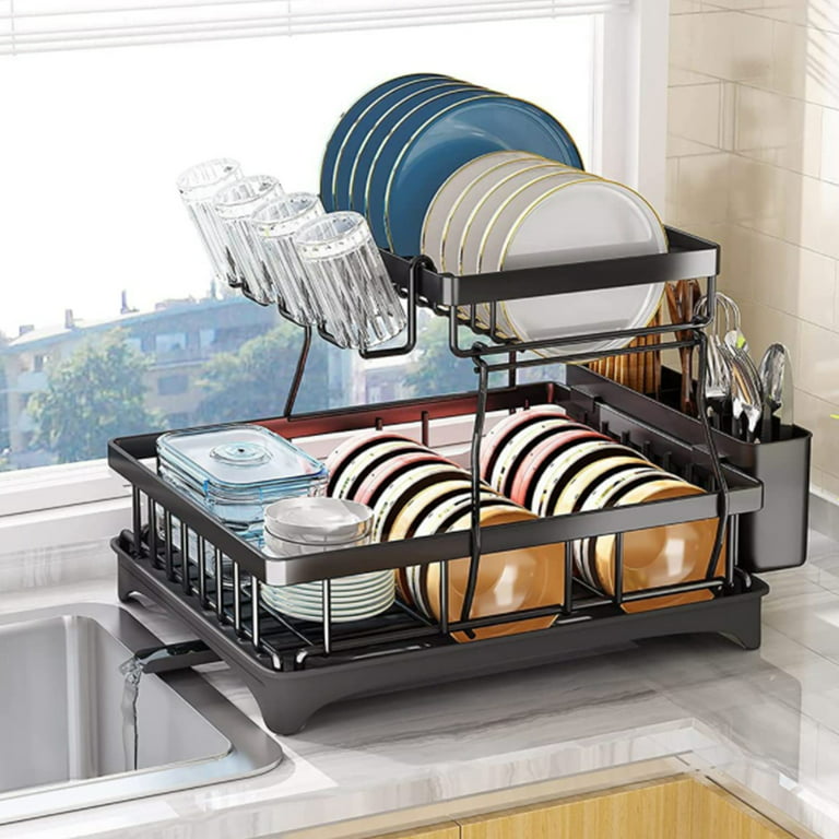 Extra Deep Large Dish Drainer Rack, Over the Sink, On Counter Dish Drying  Rack