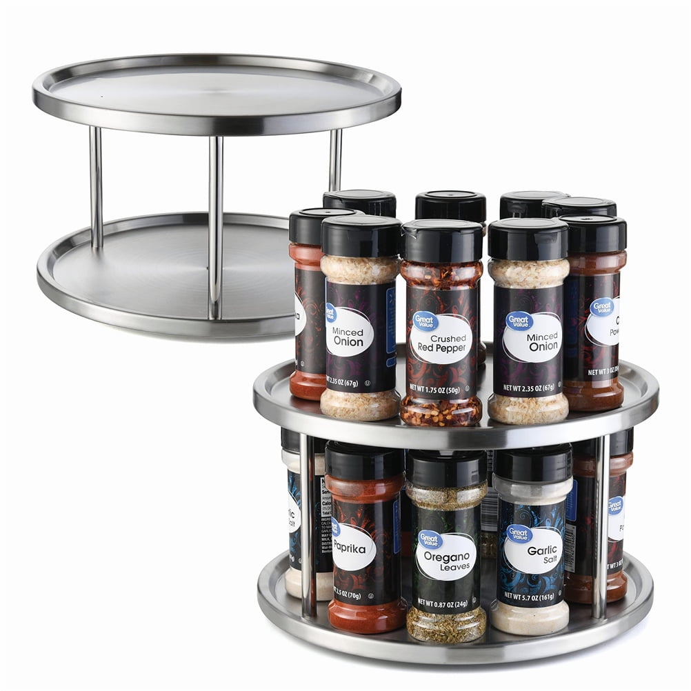 2 Tier Lazy Susan - 2 Pack Stainless Steel 360 Degree Turntable ...