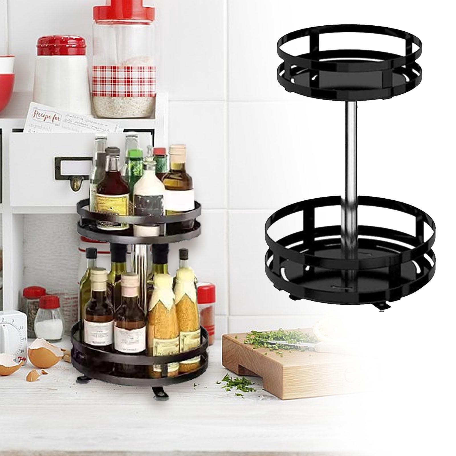 2 Tier Lazy Susan Turntable Organizer 10inchRotating Spice Rack ...