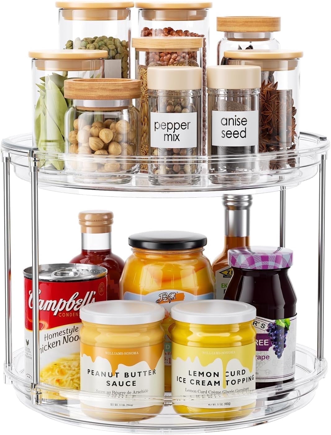2 Tier Lazy Susan Turntable Organizer 9.25'' for Cabinet, Pantry ...