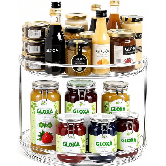 2 Tier Lazy Susan Turntable Organizer for Cabinet, 9.25'' Rotating Spice Rack Organization for Kitchen, Pantry, Bathroom, Vanity, Countertop, Medicine Storage, Seasoning Spice Organizer, 1 Pack