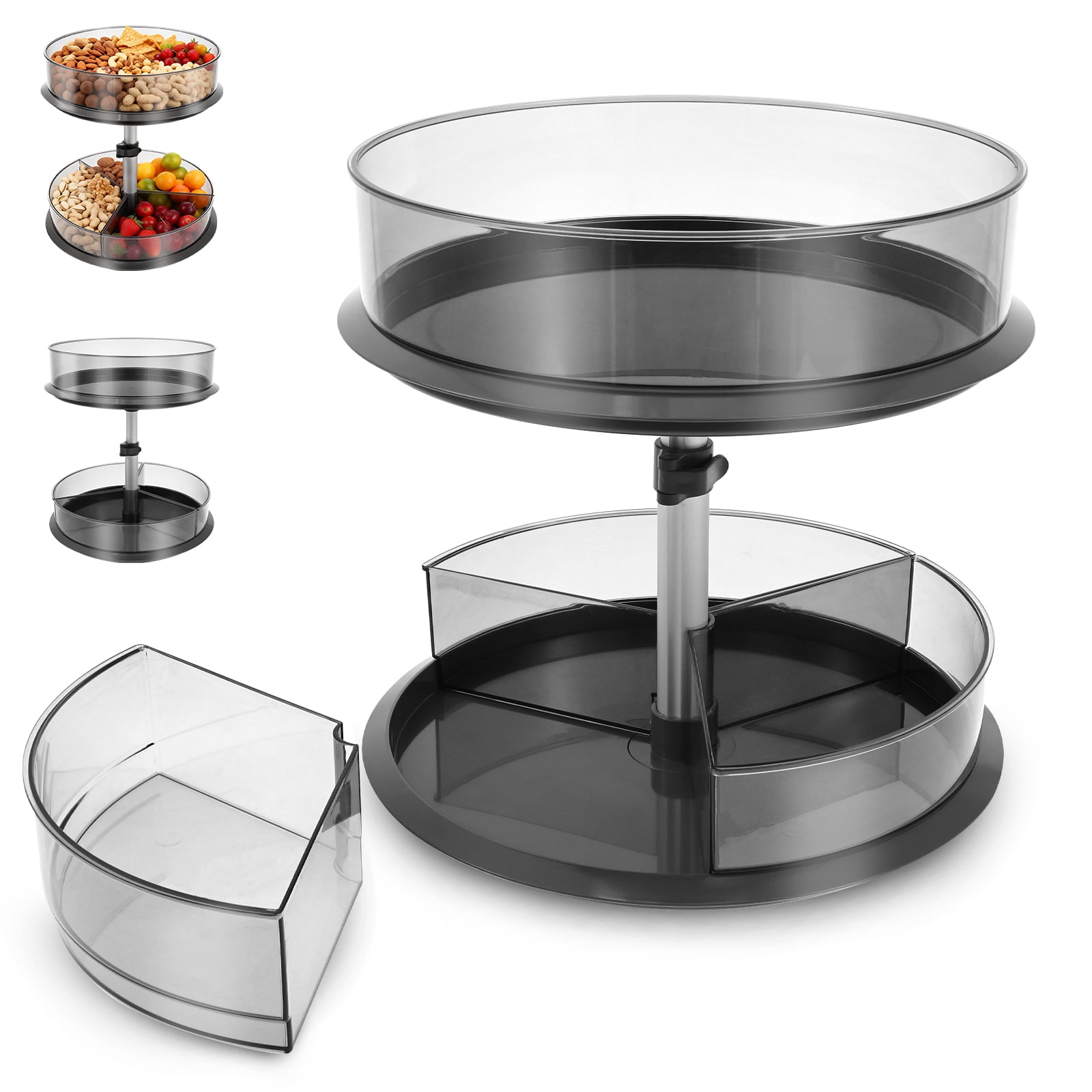 2 Tier Lazy Susan Turntable Organizer Rotating Pill Bottle Rack ...