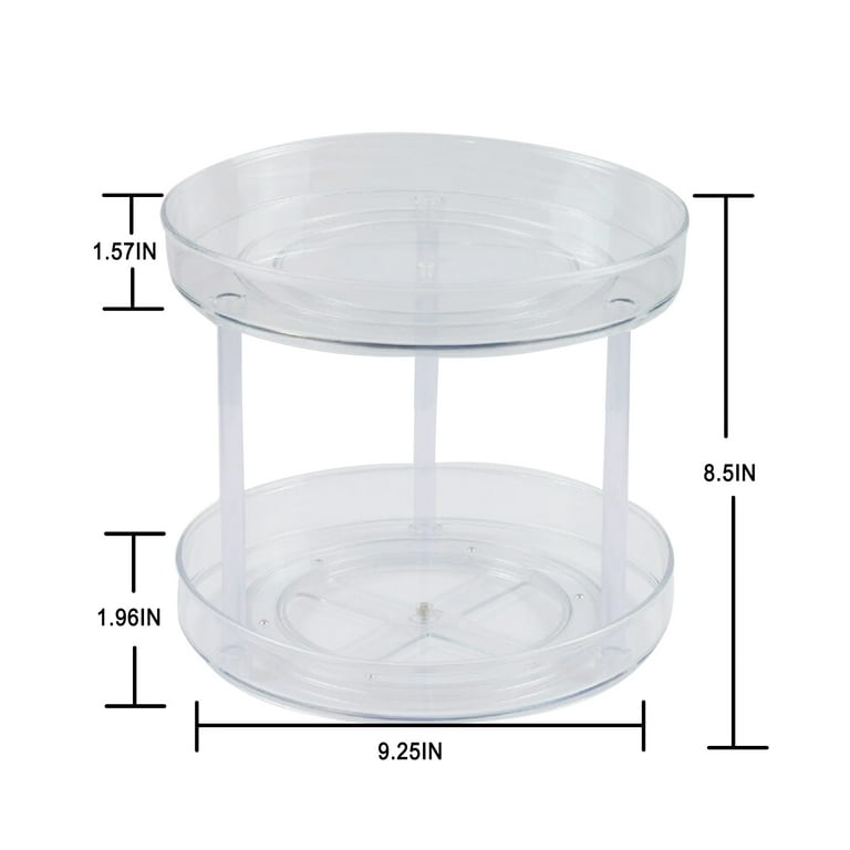 2 Tier Lazy Susan Turntable Cabinet Organizer Pantry Plastic Spice