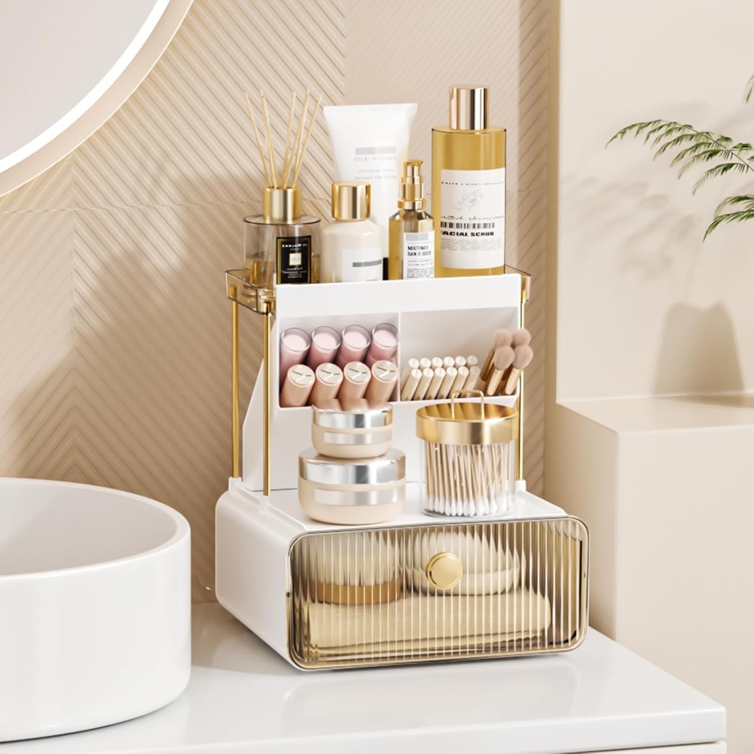 2-Tier Makeup Organizers Countertop, Versatile Bathroom Counter ...