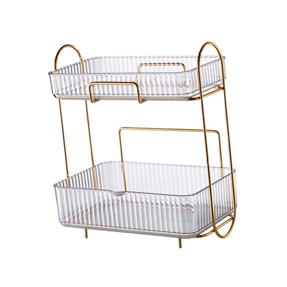2 Tier Makeup Storage Organizer Bathroom Organizer Case Perfume Makeup Organizer Multipurpose Large Capacity for Bathroom Countertop Desktop Clear