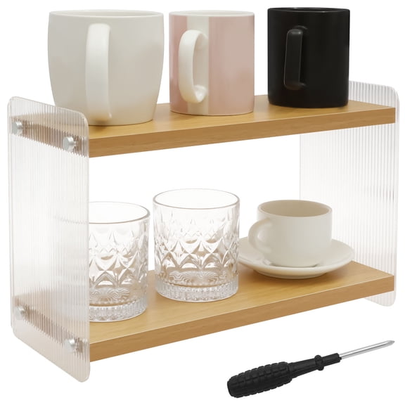 2 Tier Matcha Station - 2 Tier Matcha Whisk Set Organizer Stand Shelf for Countertop, Stable Pine Acrylic, for Store Green Tea Powder Scoop Mugs in Tea Room Coffee Bar