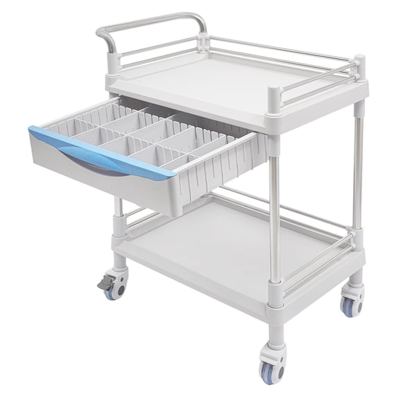 2 Tier Medical Carts Professional Utility Emergency Crash Drawers Dirt Bucket Medical Utility Cart