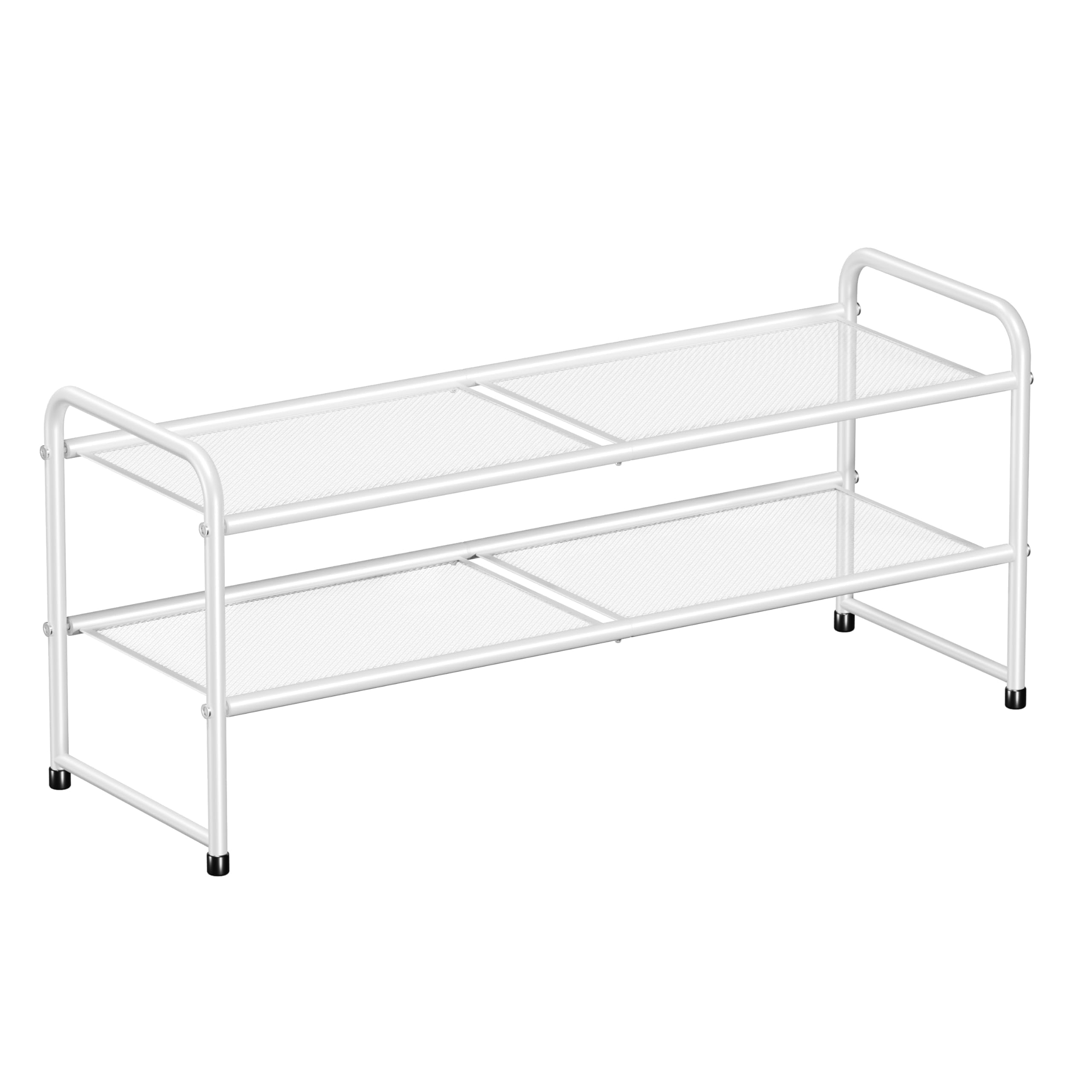 SUFAUY 2 Tier Shoe Rack Holds up to 10 Pairs, 33" Wide Metal Mesh Shoe Organizer for Closet, White