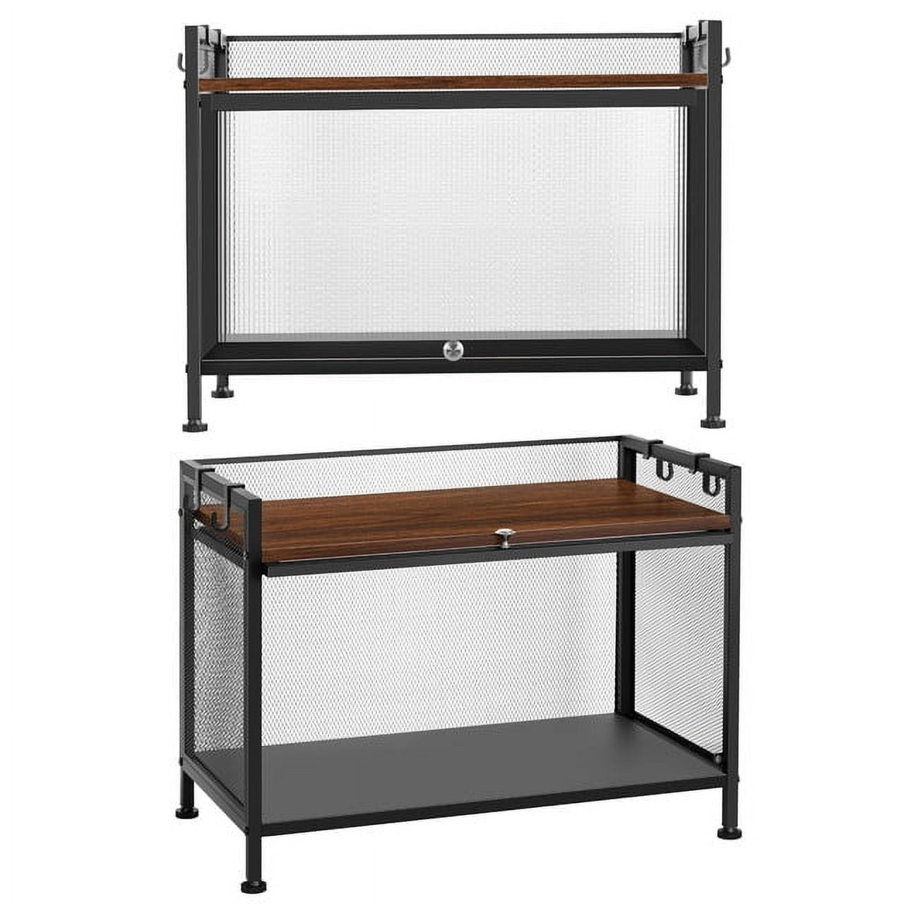2-Tier Metal Black 23.62" Microwave Rack Storage Cabinet