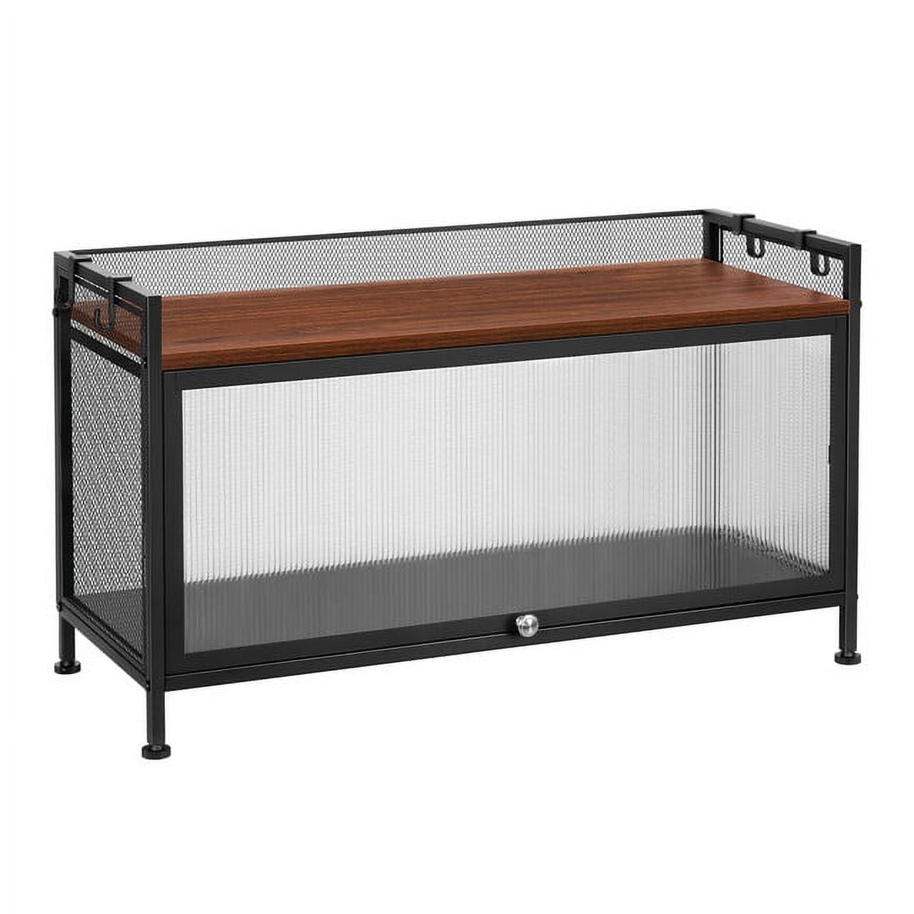 2-Tier Metal Black 31.5" Microwave Rack Storage Cabinet
