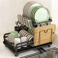 thumbnail image 1 of 2 Tier Metal Dish Drying Rack Without Installation Sturdy Dish Racks for Kitchen Counter with Drain Board Multifunctional Storage and Drainage Apartment Essentials Medium Size, 1 of 15