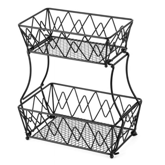 2 Tier Metal Fruit Basket Detachable Kitchen Bread Vegetables Organizer Holder Bathroom Storage