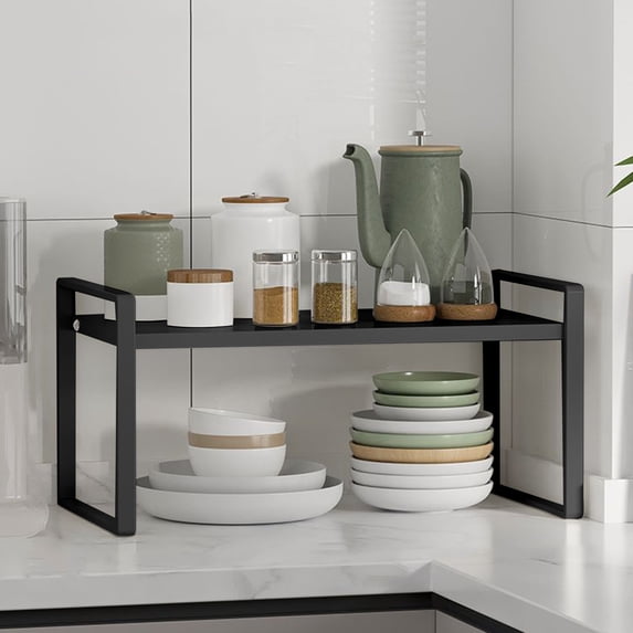 2-Tier Metal Kitchen Storage Rack | Alloy Countertop & Cabinet Organizer | 12.2X8.3X7 Inch Spice & Utensil Holder | Heavy Duty 110Lb Capacity Shelf Unit