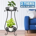 thumbnail image 1 of 2 Tier Metal Plant Stand Flower Pot Holder Shelves for Garden Home, Vintage & Rustic Style Indoor Outdoor Pots Container Supports, 1 of 8