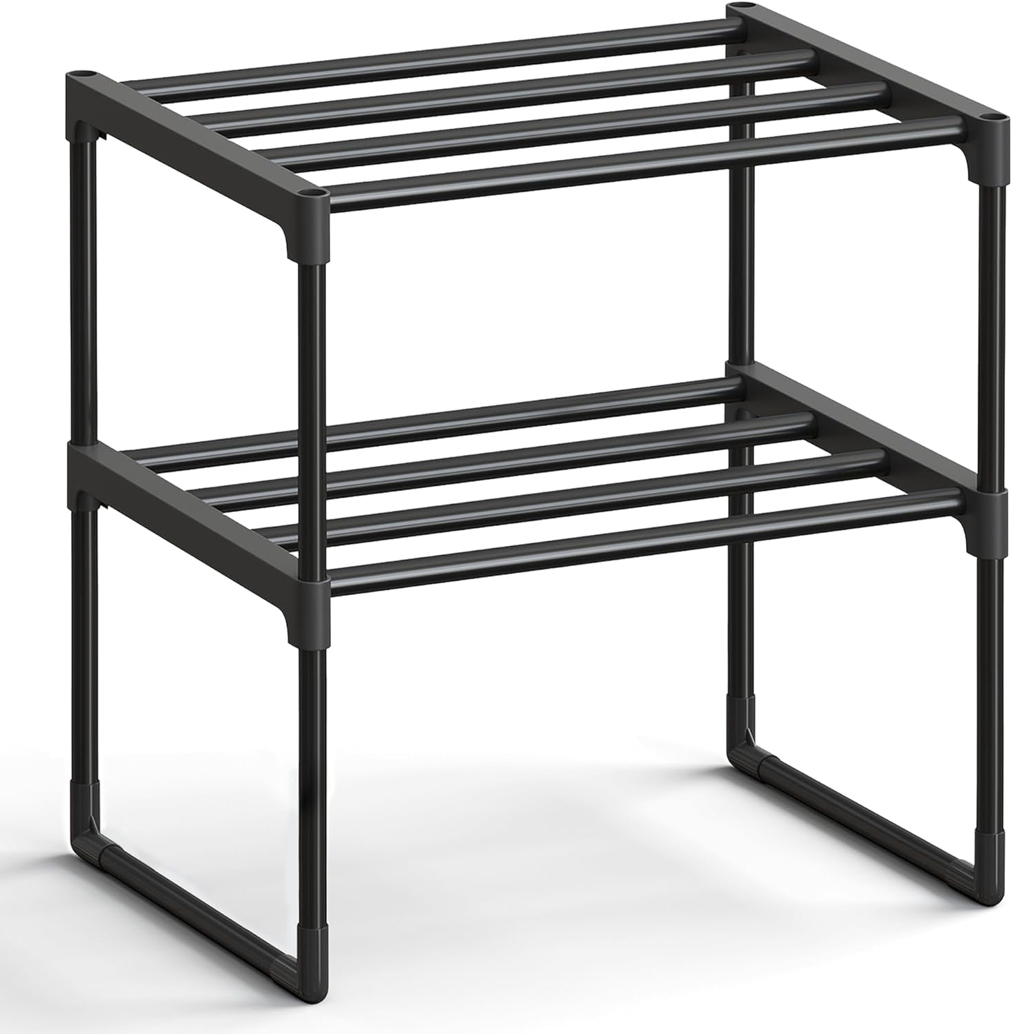 2-Tier Metal Shoe Rack Organizer, Stackable Storage Shelf for Entryway ...