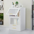 thumbnail image 1 of 2-Tier Metal Storage Cabinet with Semi-Transparent Acrylic Doors and Drawer Perfect for Home and Office Use, 1 of 12