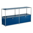 thumbnail image 1 of 2 Tier Metal Storage Cabinets with 2 Doors,Metal Locker Modern Steel Storage Cabinet for Garage Home Office 60"L x 14.8"W x 29"H Blue, 1 of 8