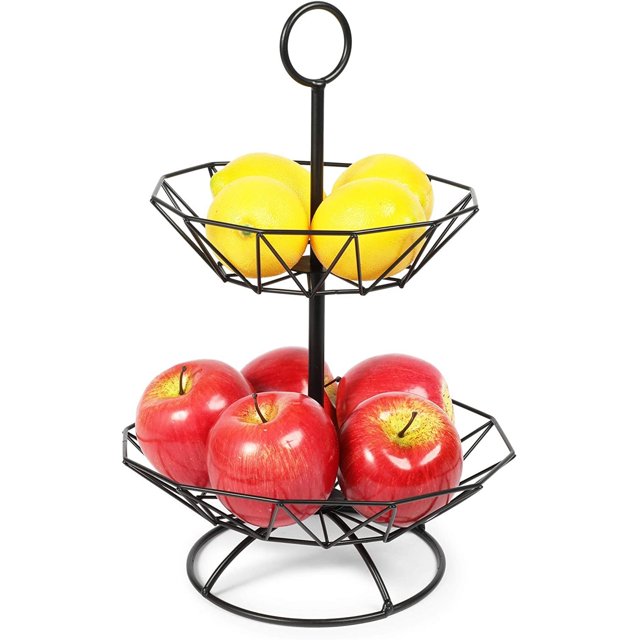 2 Tier Metal Wire Fruit Storage Basket Bowl Stand for Kitchen ...