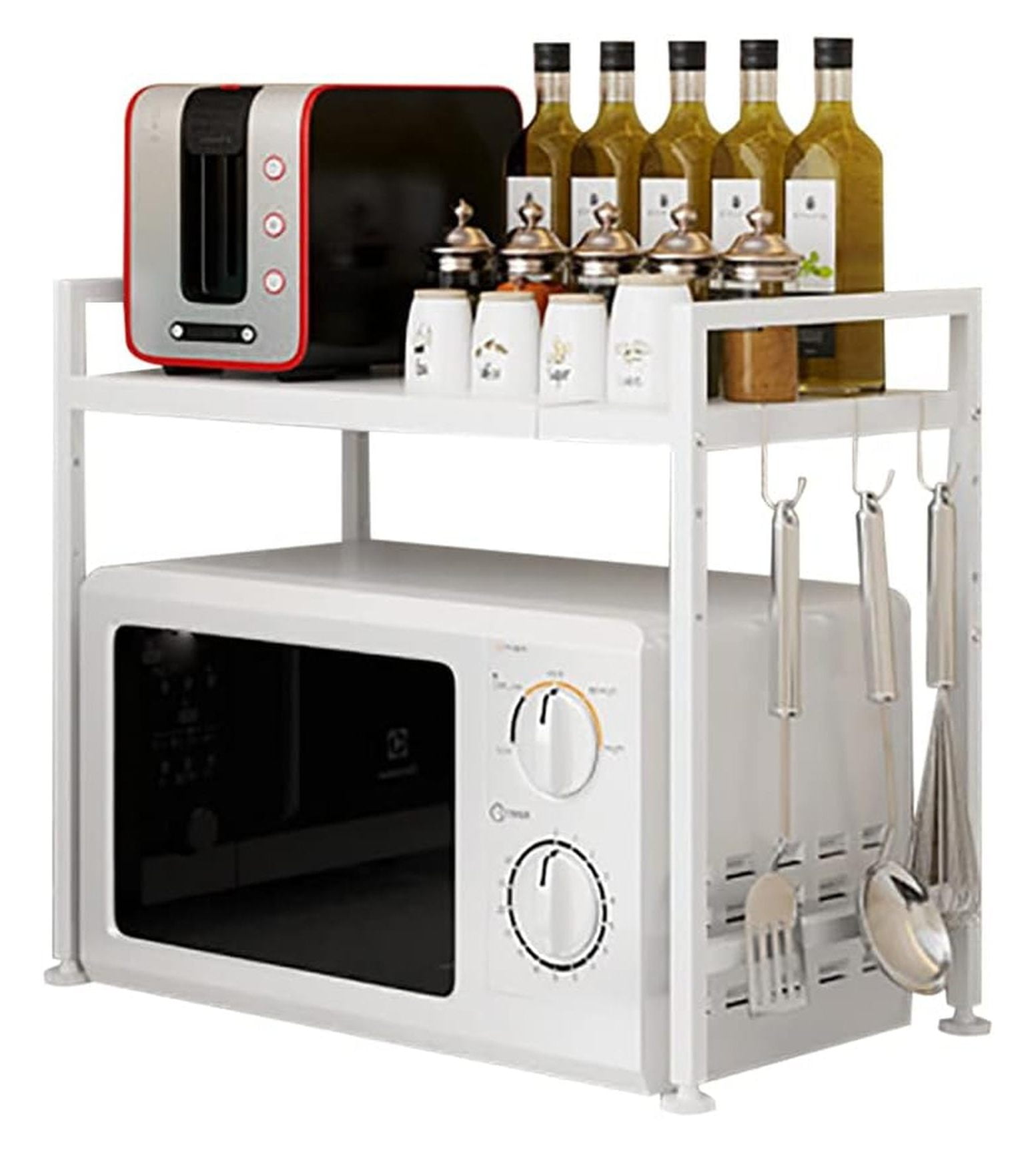 2-Tier Microwave Oven Rack Expandable and Height Adjustable Microwave ...