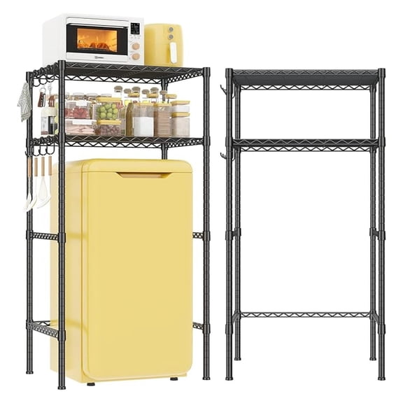 2 Tier Mini Fridge Shelf with Storage for Dorm Adjustable Height Storage Shelves Metal Shelving Rack Mini Fridge and Microwave Stand for Rooms Kitchen, Office, 52.36Hx18.1Dx26.38W