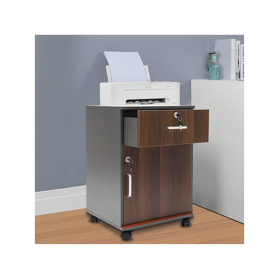 2 Tier Mobile File Cabinet, Under Desk Metal Filing Cabinet With Lock And 1 Drawer, Rolling Office Storage Cabinet For Document Organization