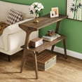 thumbnail image 1 of 2-Tier Modern Coffee Table, Wood Farmhouse Rustic Center Table with Open Shelves and 4 Legs, Lightweight Beside Table for Small Space, Living Room, Bedroom, Dark Brown, 1 of 6