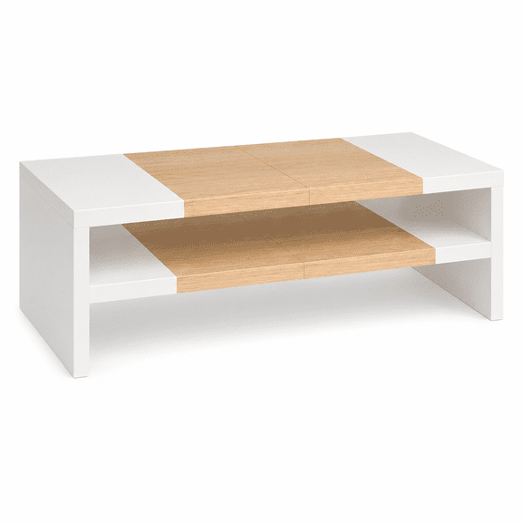 2-Tier Monitor Stand Riser, MDF Desktop Shelf with Storage, 20 in Computer Monitor Riser for Laptop, Printer, Keyboard, Office Desk