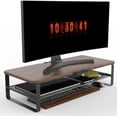thumbnail image 1 of 2-Tier Monitor Stand Riser with Phone Holder and Cable Management - Desk TV Shelf, Laptop Printer, for Home & Office (Wood Brown), 1 of 5