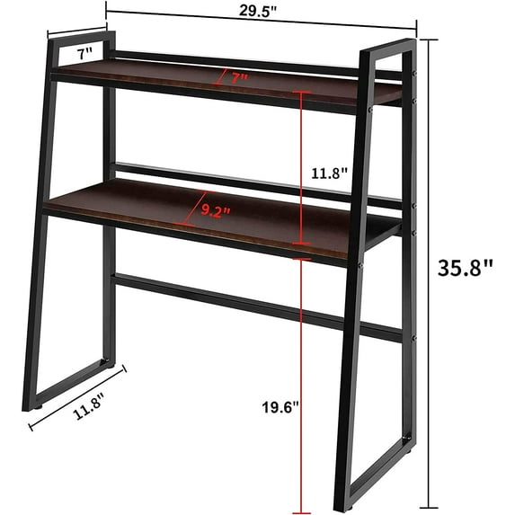 2-Tier Multipurpose Solid Wood Desktop Hutch Shelf for Computer Desk ...